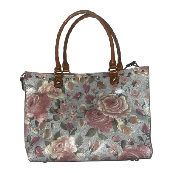 Patricia Nash Zancona Large Cracked Rose Floral Tote & Wallet set EUC - Picture 5 of 8